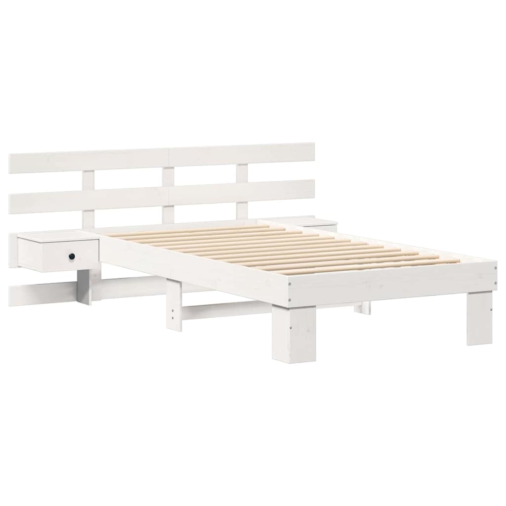 Estrutura da cama branco 90 x 200 cm madeira de pinheiro sólida