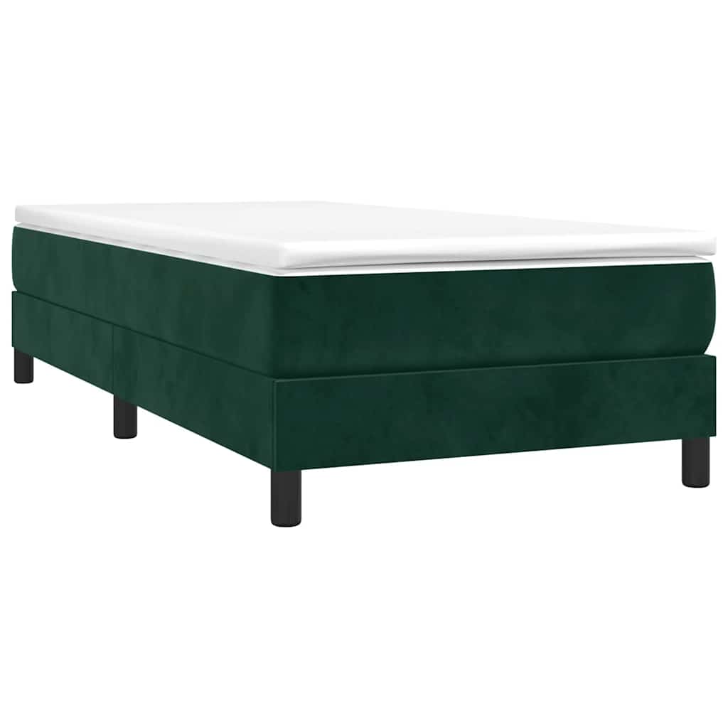Estrutura de cama com molas 90x190 cm veludo verde-escuro