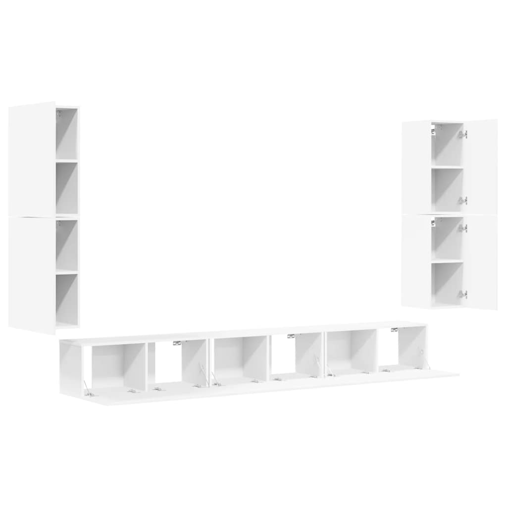 Conjunto móveis de TV 7 pcs madeira processada branco