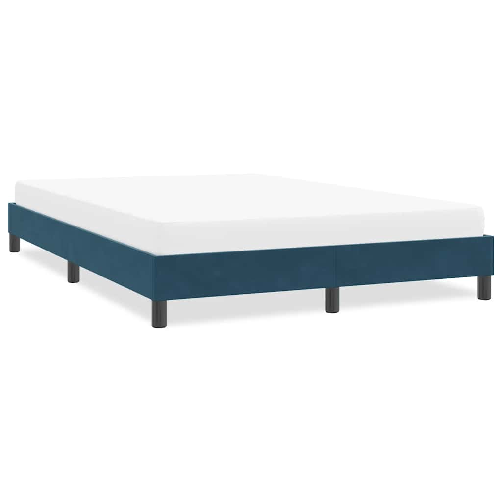 Estrutura de cama sem colchão 140x220 cm veludo azul