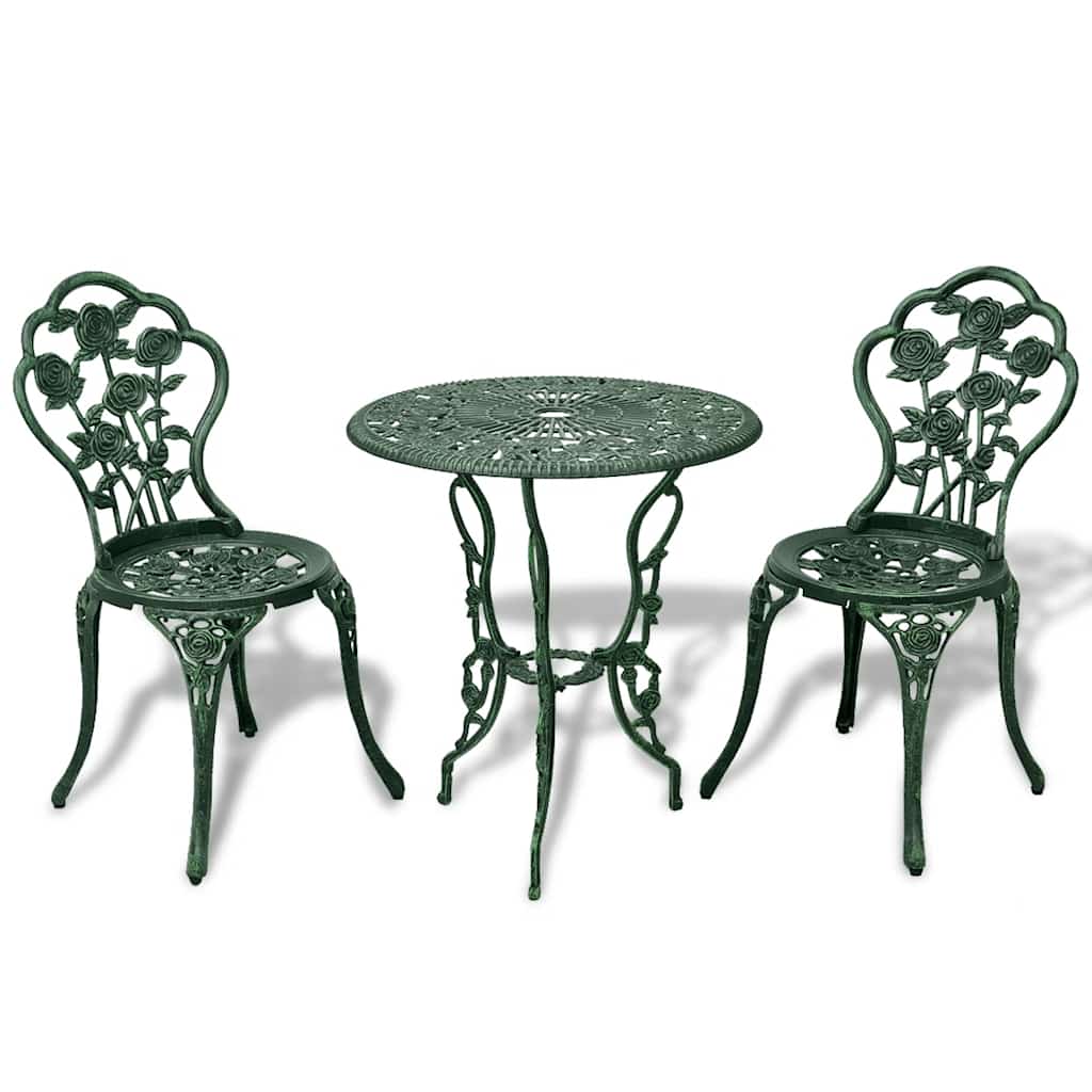 3 Pcs conjunto bistrô alumínio fundido verde