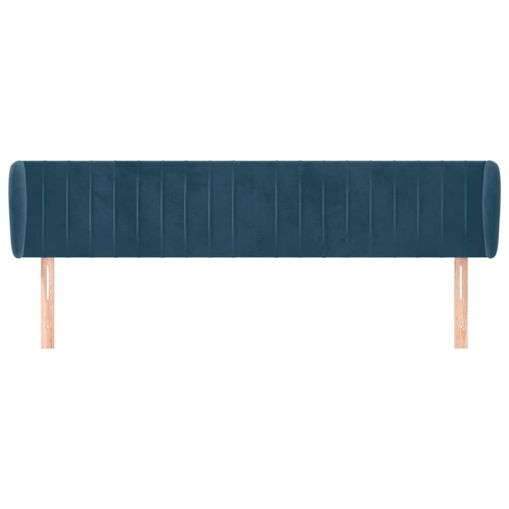 Cabeceira de cama c/ abas veludo 163x23x78/88cm azul-escuro