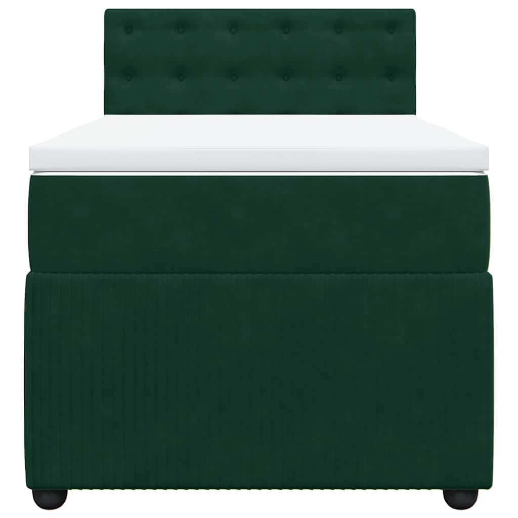 Cama com molas/colchão 90x190 cm veludo verde-escuro