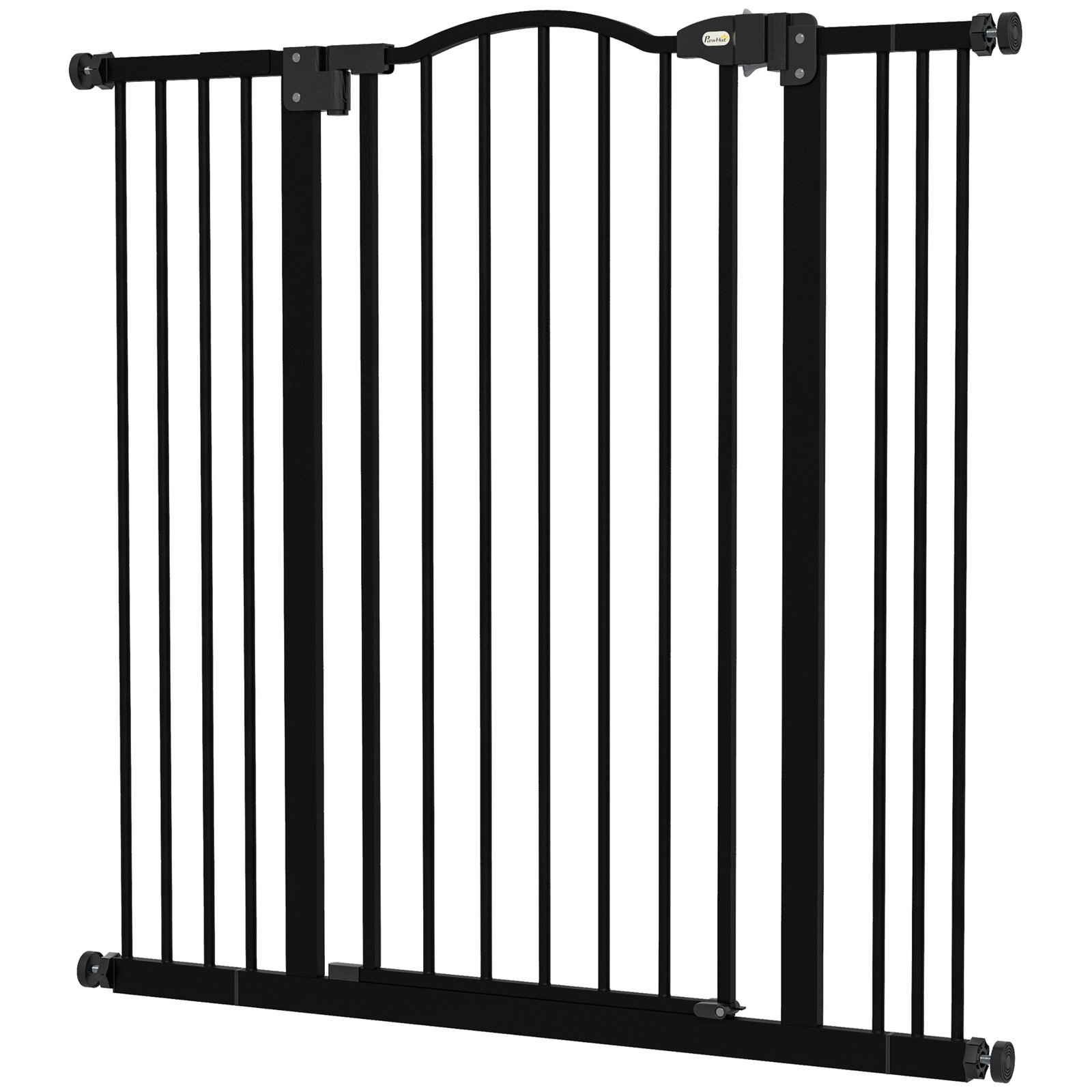 Barreira de segurança para cães com largura ajustável 74-100 cm e extensões para escadas e portas preto