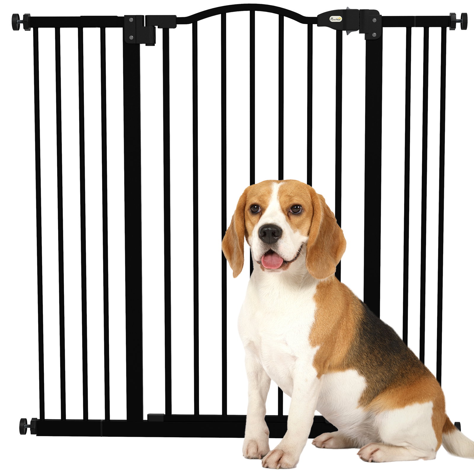 Barreira de segurança para cães com largura ajustável 74-100 cm e extensões para escadas e portas preto