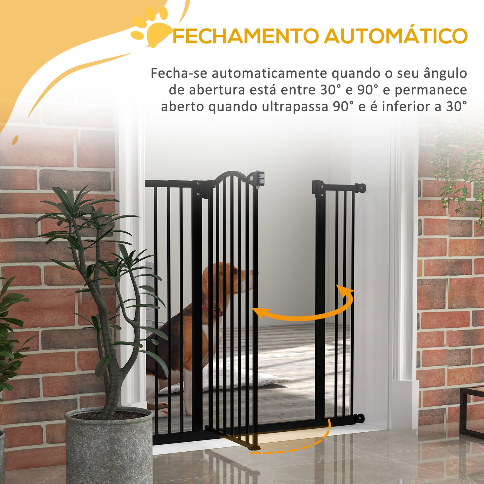 Barreira de segurança para cães com largura ajustável 74-100 cm e extensões para escadas e portas preto