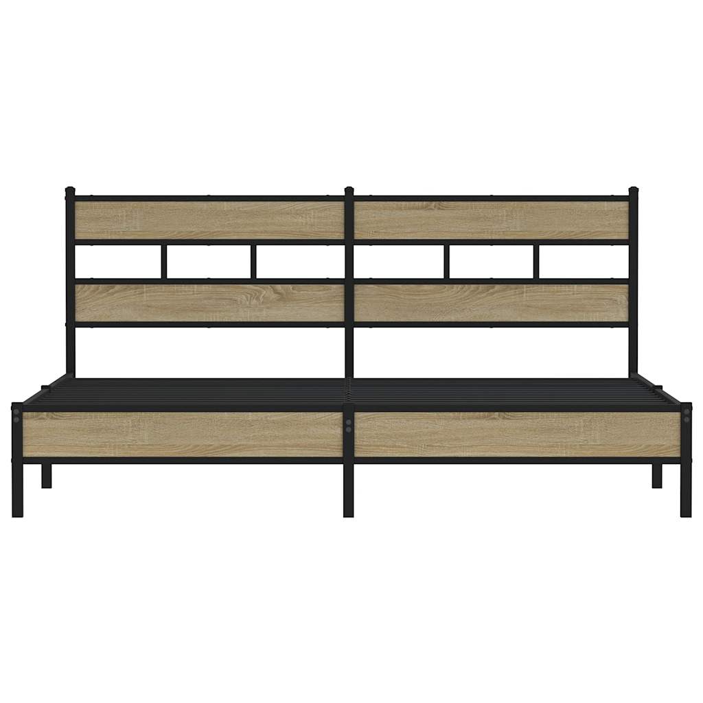 Estrutura de cama sem colchão 200x200cm metal carvalho sonoma