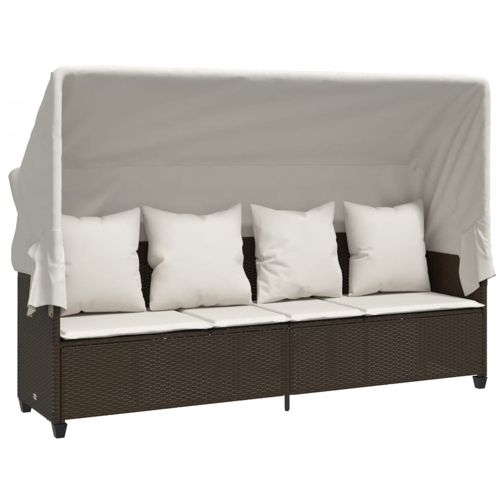 5 Pcs conjunto sofás p/ jardim c/ almofadões vime PE castanho
