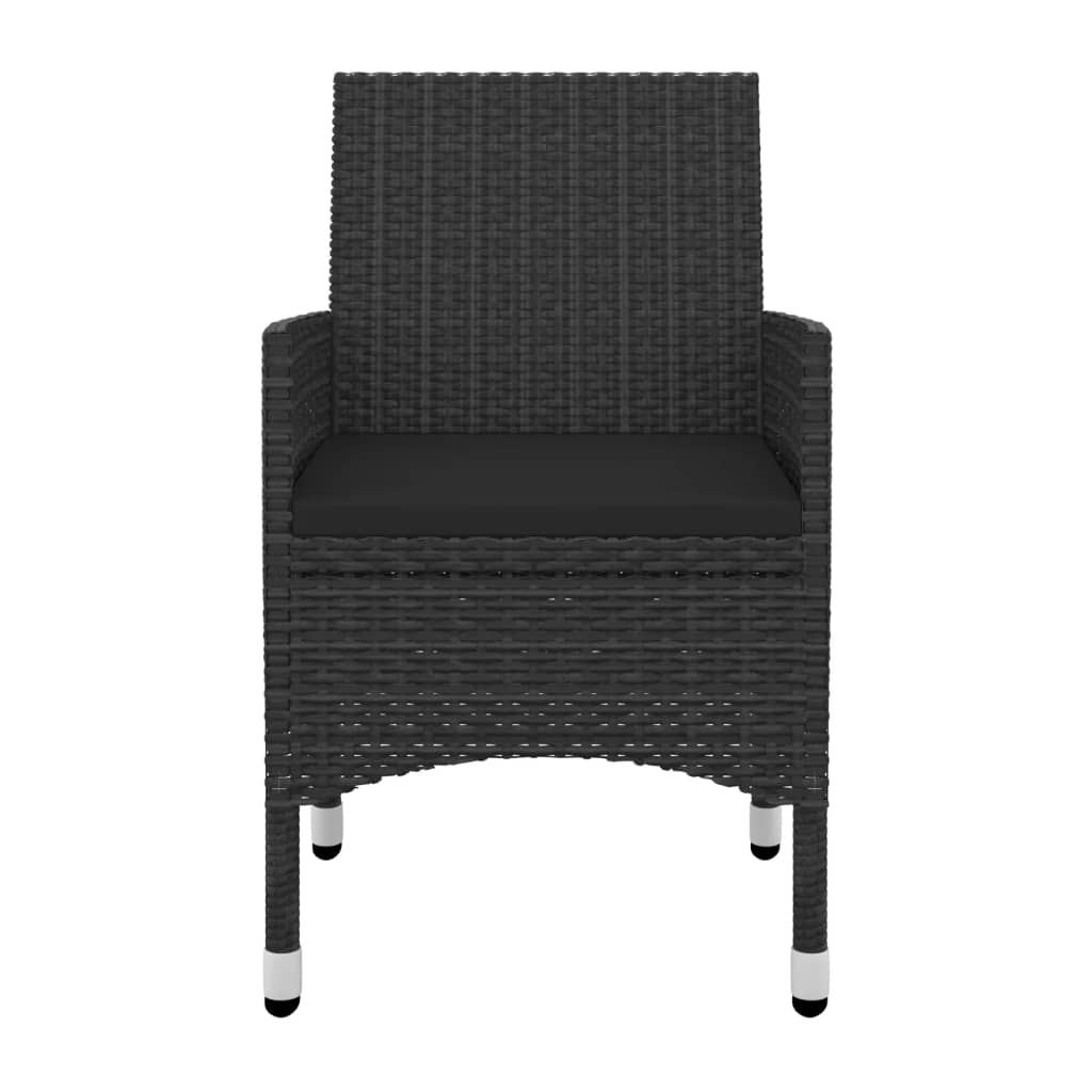 5 Pcs conjunto de jantar p/ jardim c/almofadões vime PE e vidro
