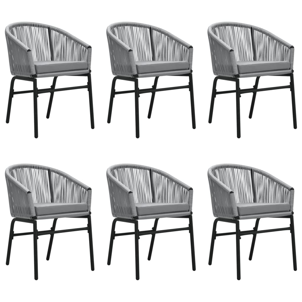 7 Pcs conjunto de jantar para jardim cinzento