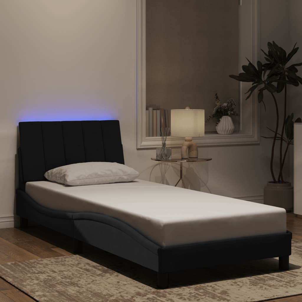 Estrutura de cama com LED sem colchão hanko 80x200 cm veludo preto