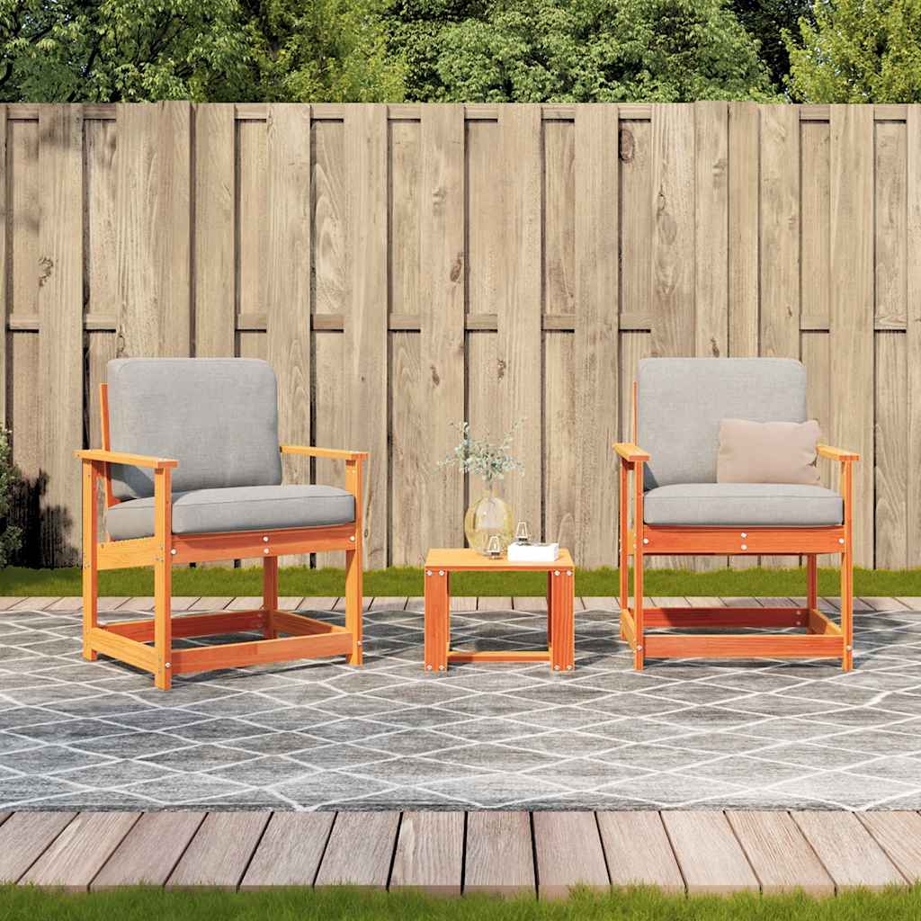 3 Pcs conjunto lounge de jardim pinho maciço castanho-mel