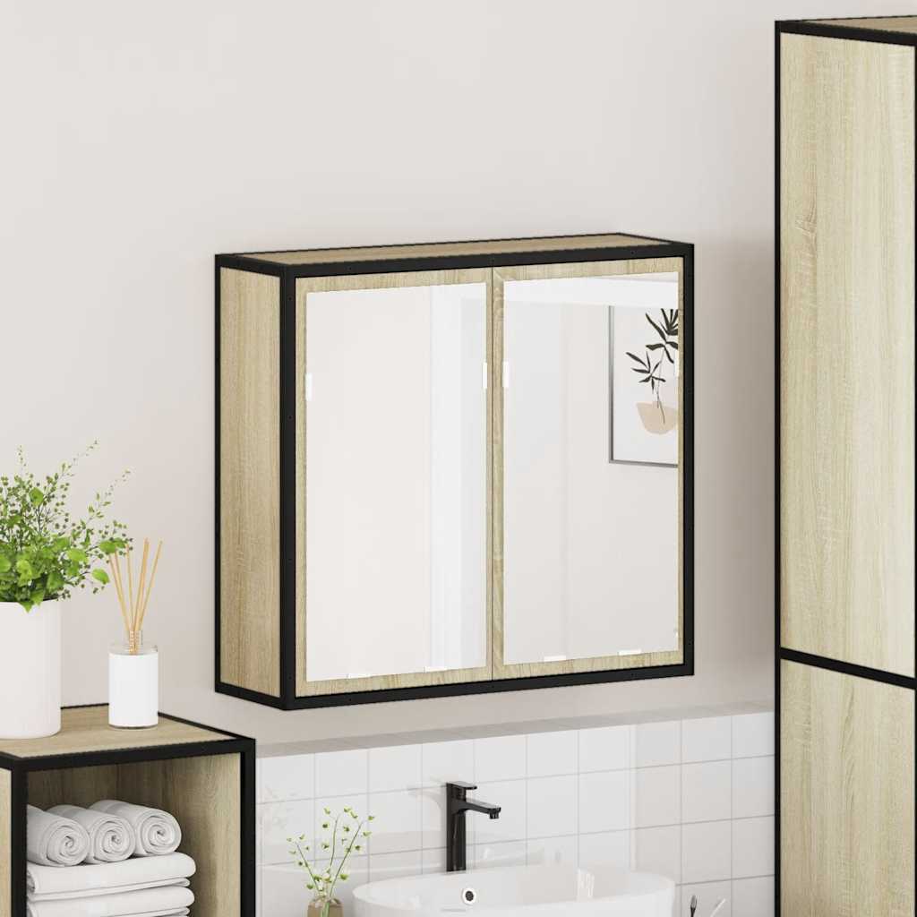 Armário com espelho para banheiro carvalho sonoma 65x20x60 cm madeira projetada