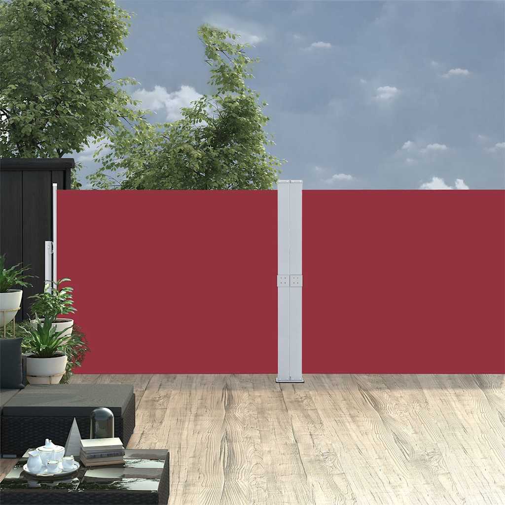 Toldo lateral retrátil para pátio 140x1200 cm vermelho