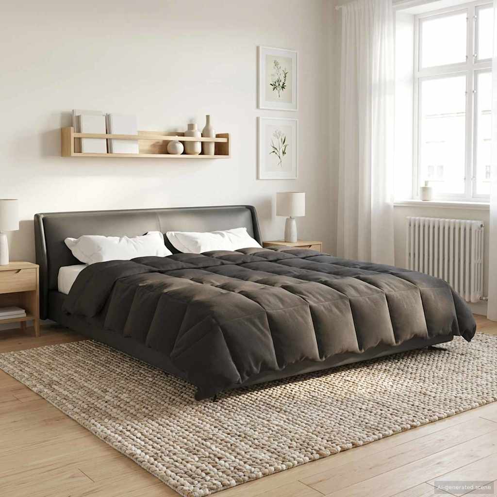 Edredom de verão simples antracite 200 x 220 cm microfibra