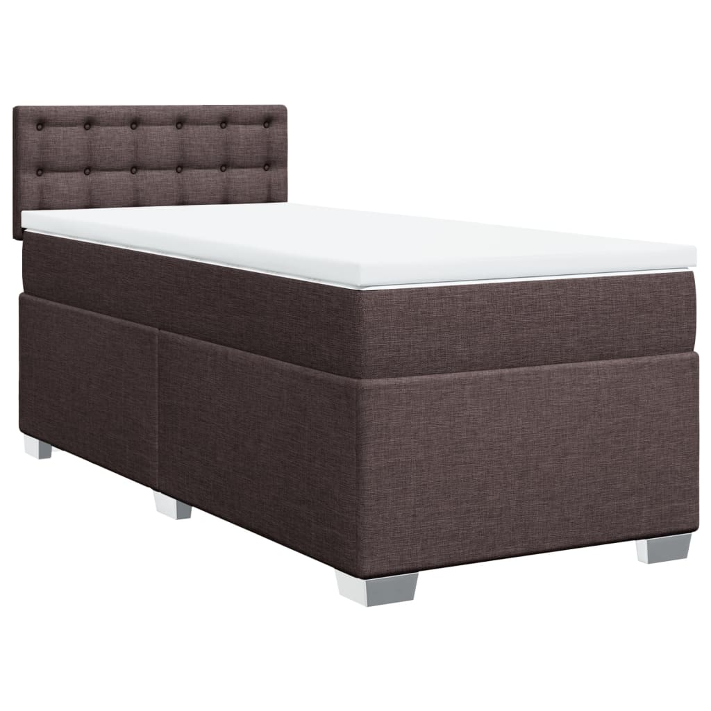 Cama com molas/colchão 90x200 cm tecido castanho-escuro