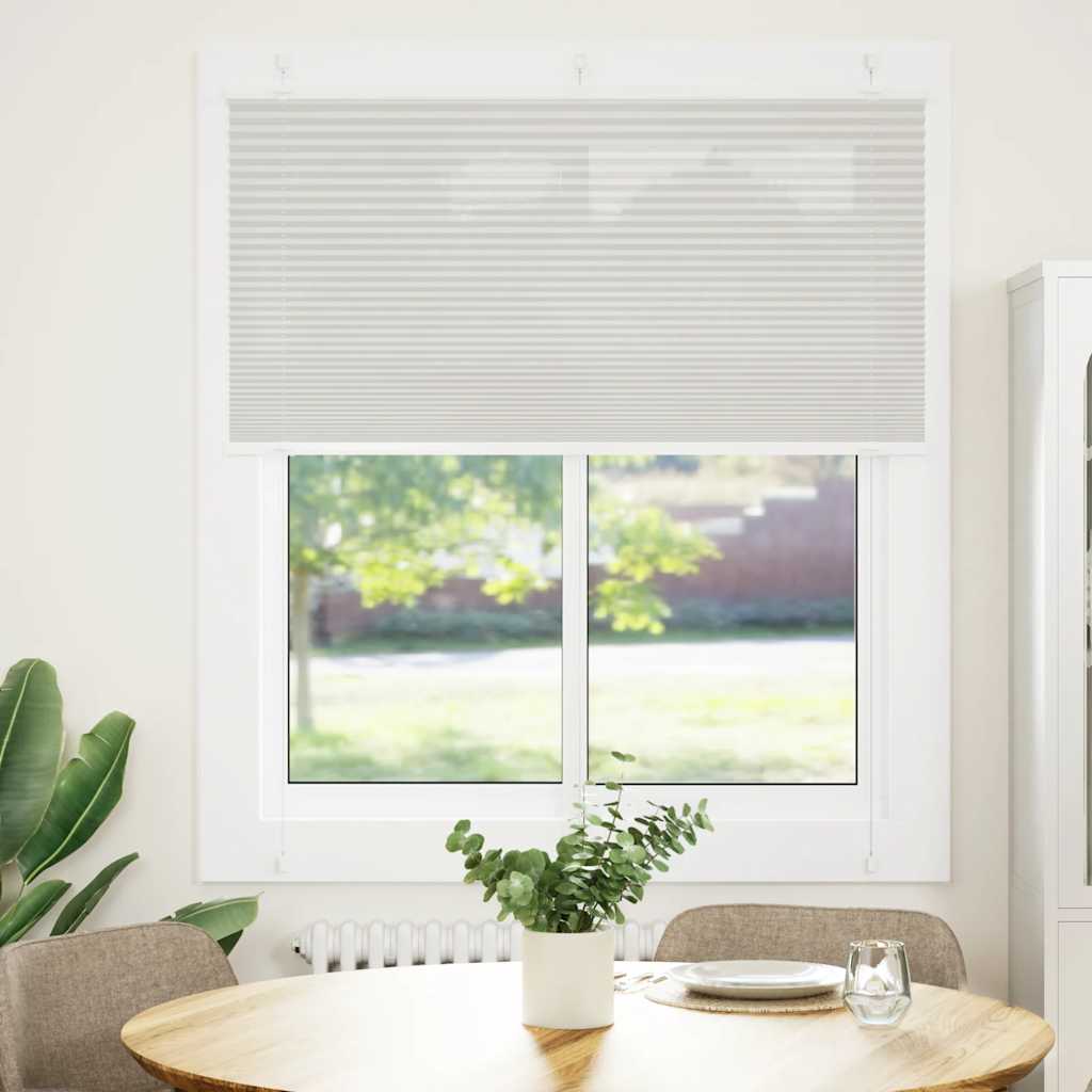 Plissado cego cinzento luz 120x150 cm largura tecido 119,4cm