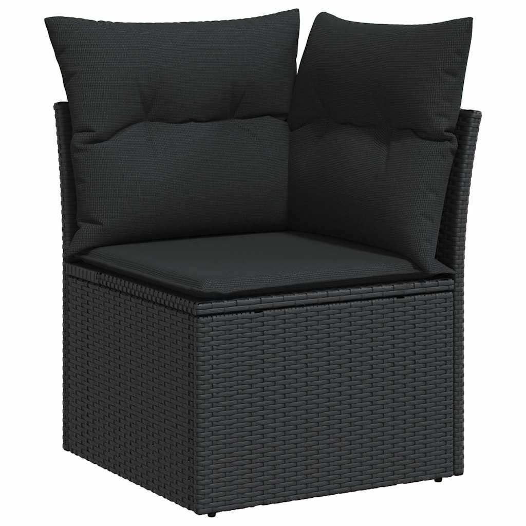 9 Pcs conjunto de sofás p/ jardim c/ almofadões vime PE preto