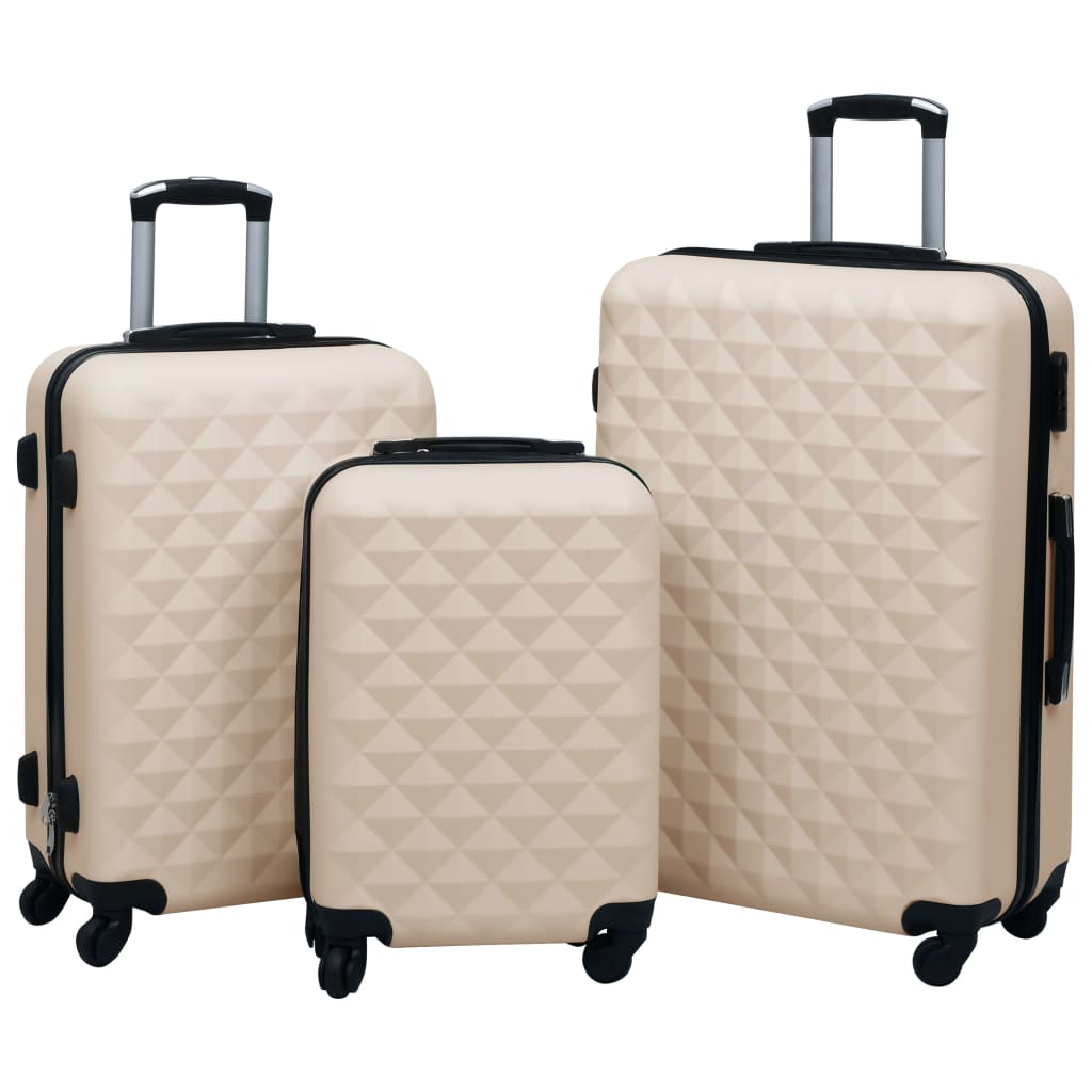 Conjunto de tróleis estojo rígido 3 pcs ABS dourado