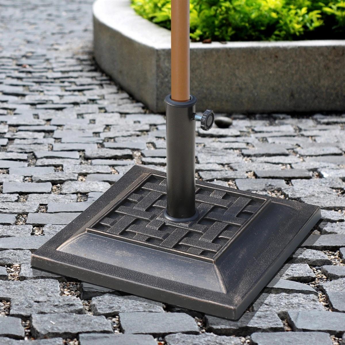 Base para Chapéu de Sol Suporte para Chapéu de Sol Apto para Mastros de 38mm/48mm 44x44x32 cm Preto e Bronze