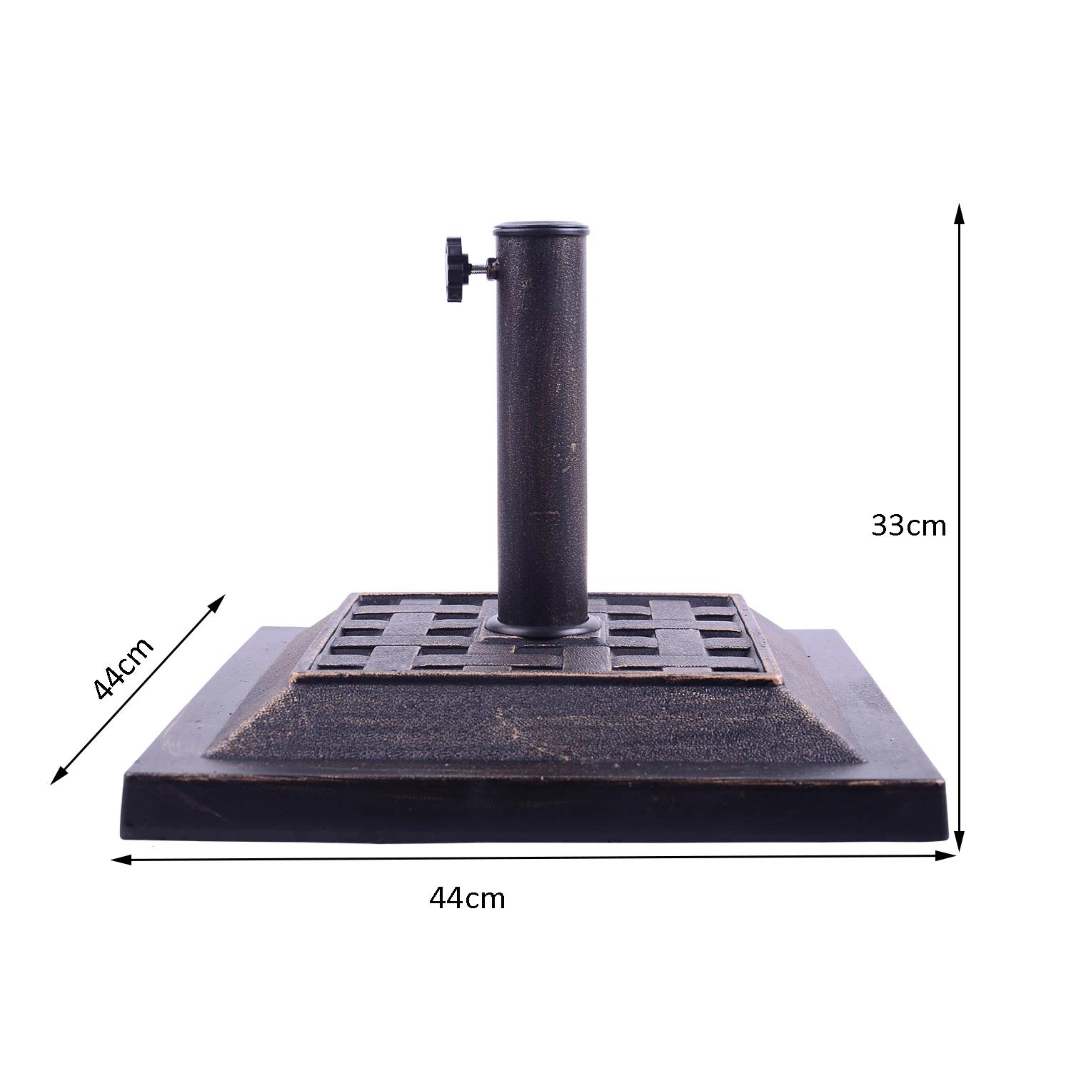 Base para Chapéu de Sol Suporte para Chapéu de Sol Apto para Mastros de 38mm/48mm 44x44x32 cm Preto e Bronze