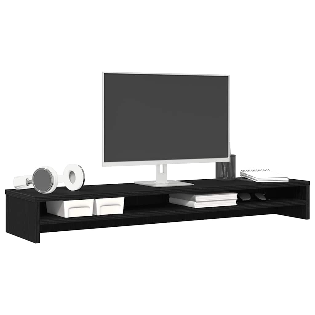 Suporte para monitor carvalho preto 100x24x13 cm madeira projetada