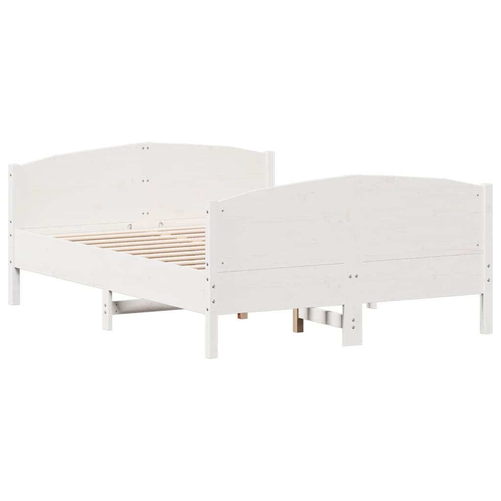 Cama sem colchão 140x190 cm madeira de pinho maciça branco