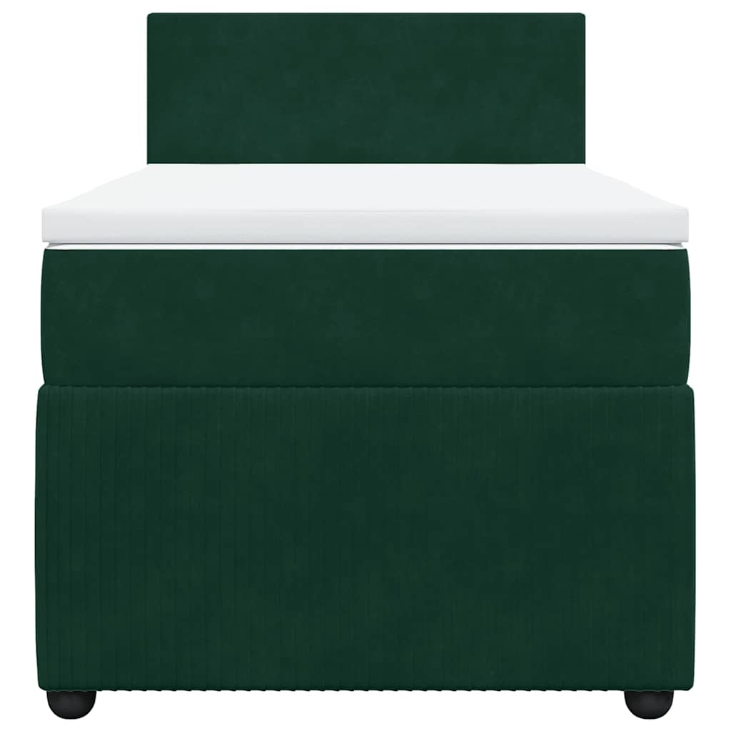 Cama com molas/colchão 90x190 cm veludo verde-escuro