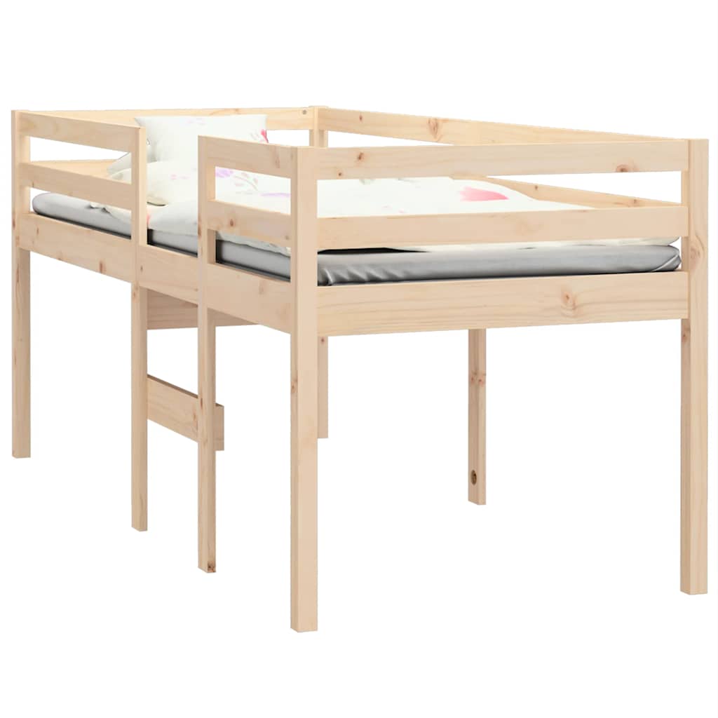 Cama alta 80x200 cm madeira de pinho maciça