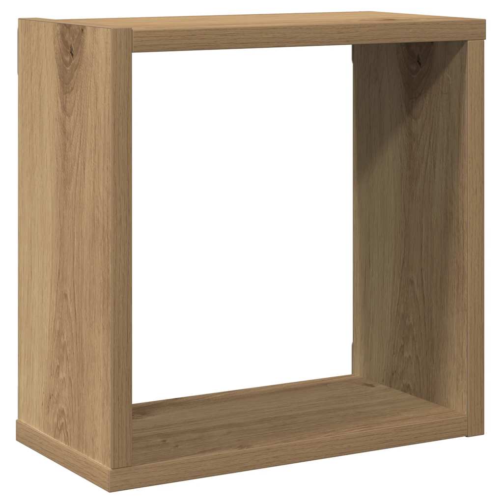 Prateleiras cubo 2 pcs derivados de madeira carvalho artisiano
