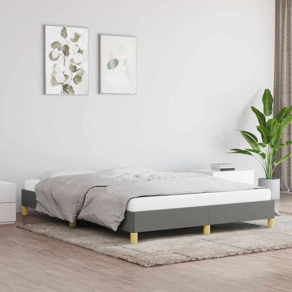 Estrutura de cama sem colchão 140x200 cm tecido cinzento-escuro
