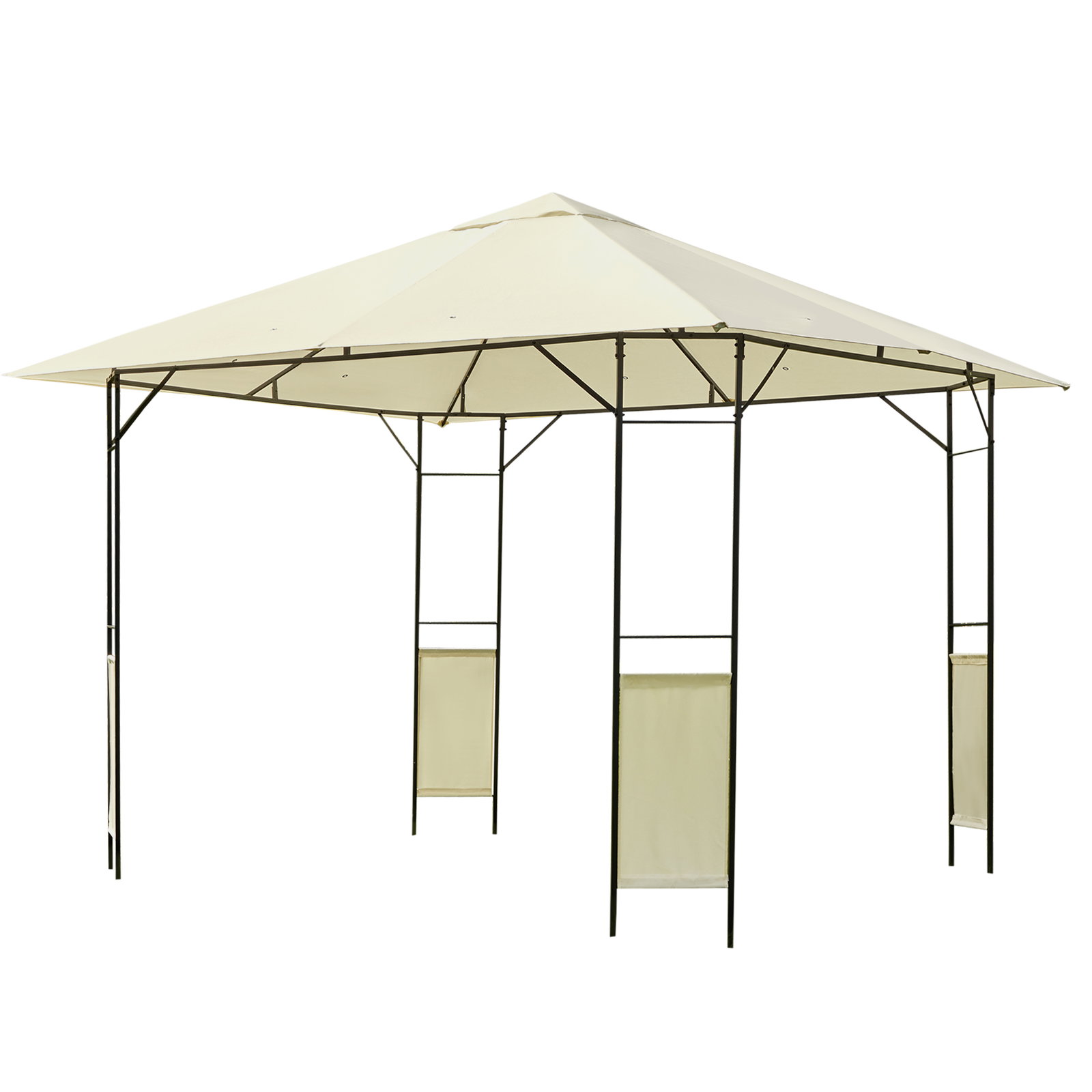 Pérgola de jardim 3x3x2,6m pérgola de exterior com estrutura de aço e toldo com proteção UV 300x300x260 cm creme