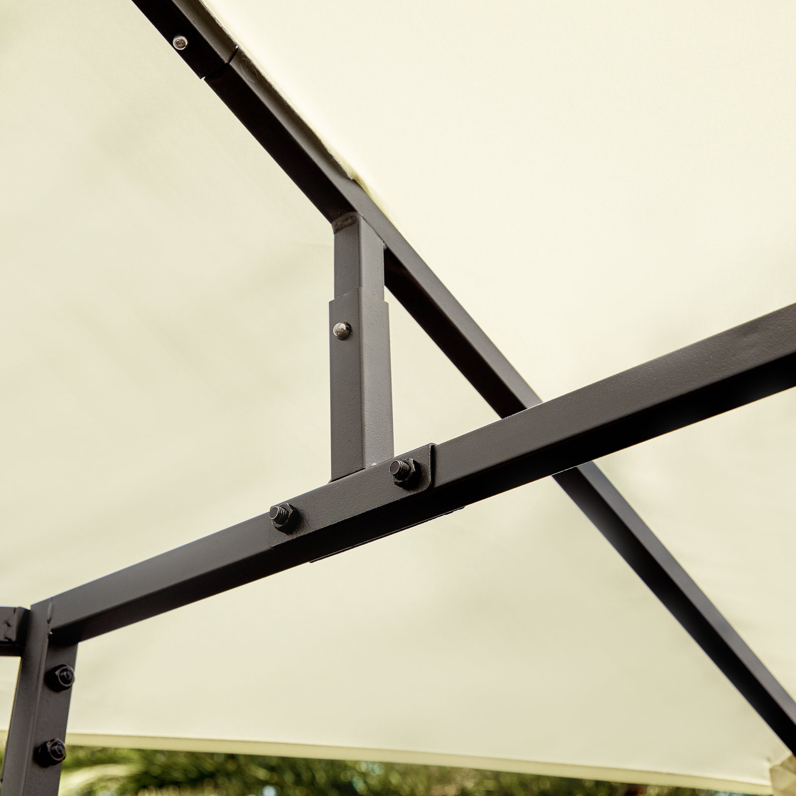 Pérgola de jardim 3x3x2,6m pérgola de exterior com estrutura de aço e toldo com proteção UV 300x300x260 cm creme