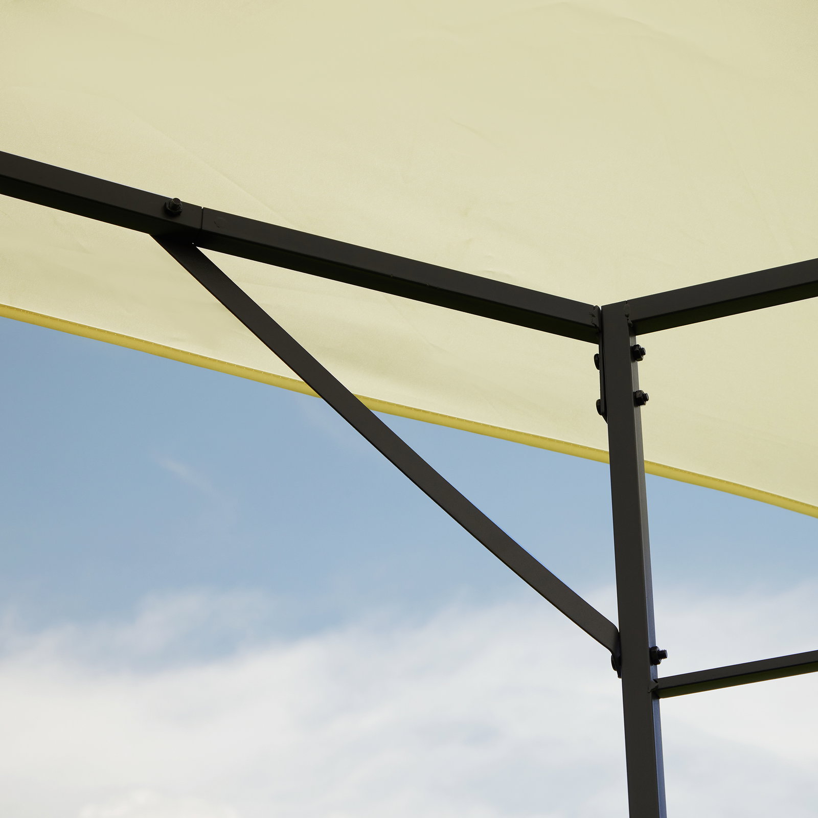 Pérgola de jardim 3x3x2,6m pérgola de exterior com estrutura de aço e toldo com proteção UV 300x300x260 cm creme