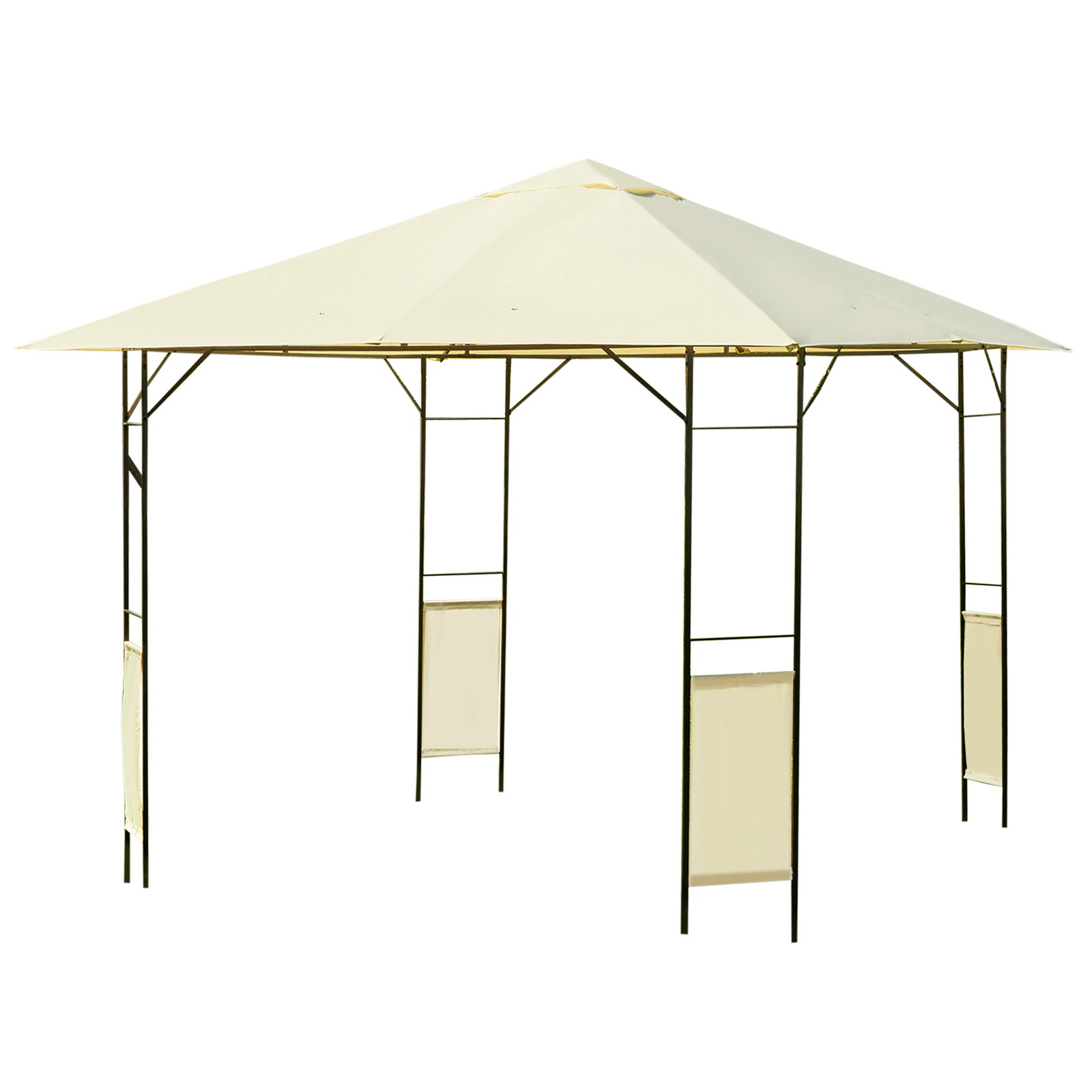 Pérgola de jardim 3x3x2,6m pérgola de exterior com estrutura de aço e toldo com proteção UV 300x300x260 cm creme