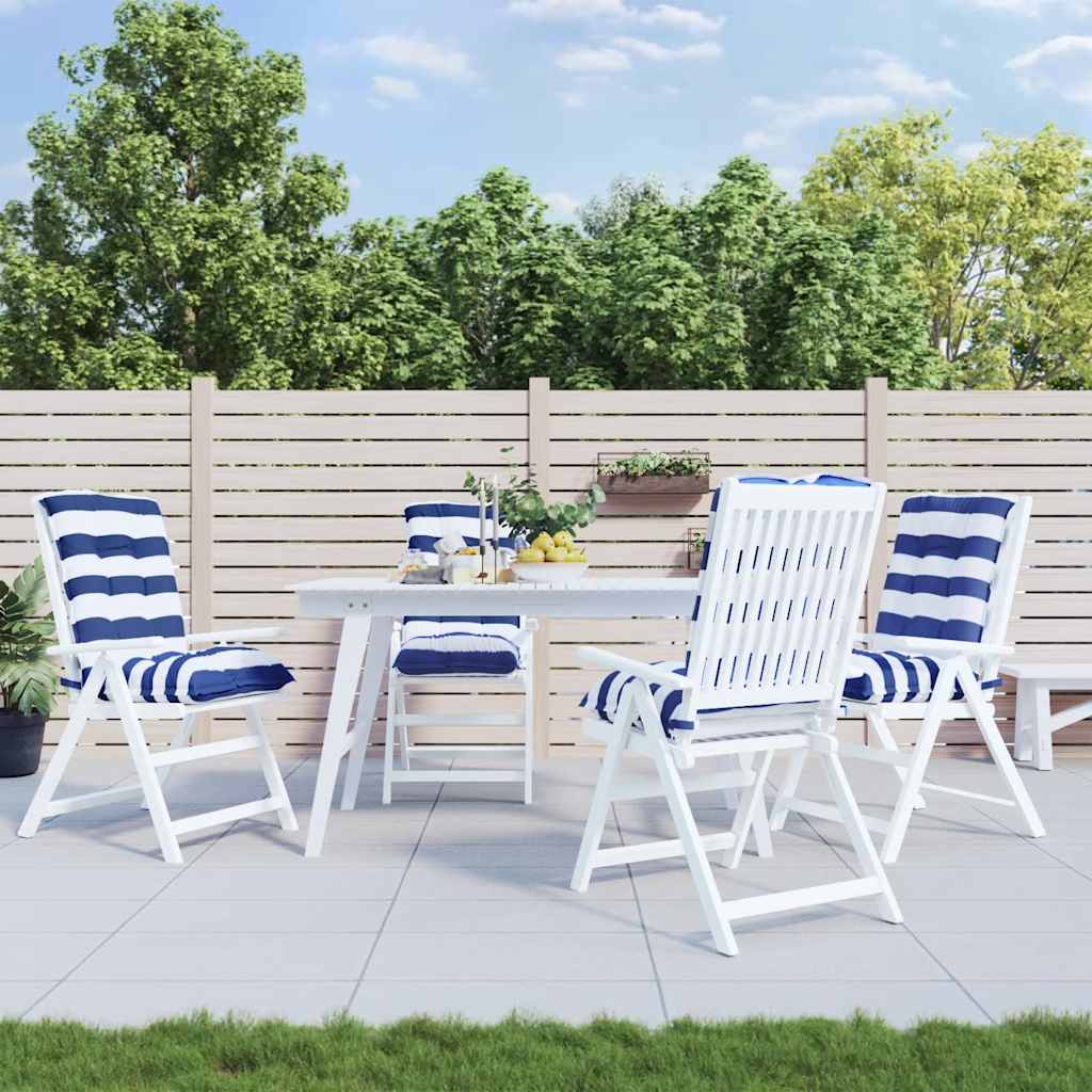 Almofadões cadeira encosto baixo 4pcs tecido oxford azul/branco