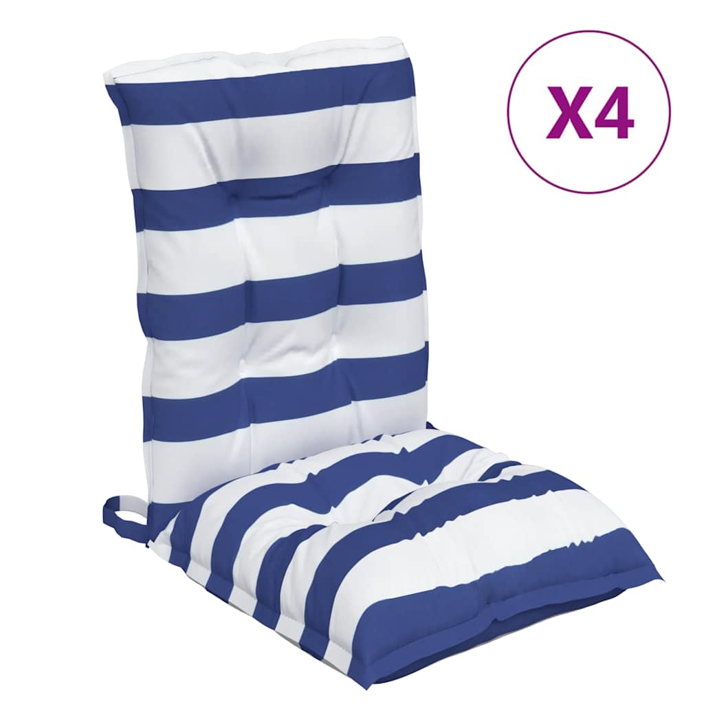 Almofadões cadeira encosto baixo 4pcs tecido oxford azul/branco