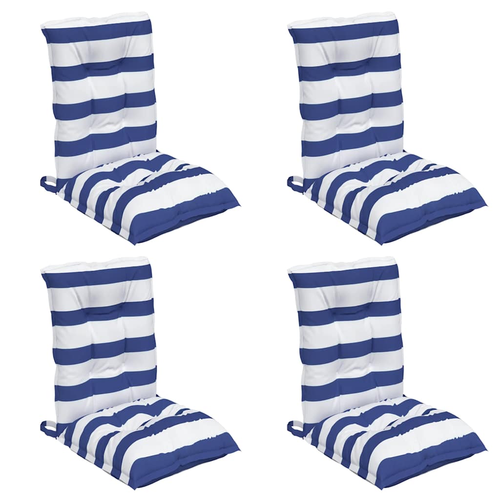 Almofadões cadeira encosto baixo 4pcs tecido oxford azul/branco