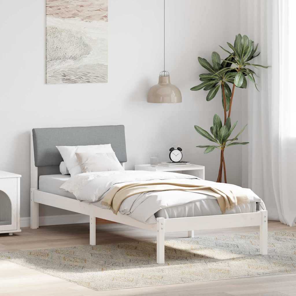 Estrutura da cama branco e cinza claro 80 x 200 cm