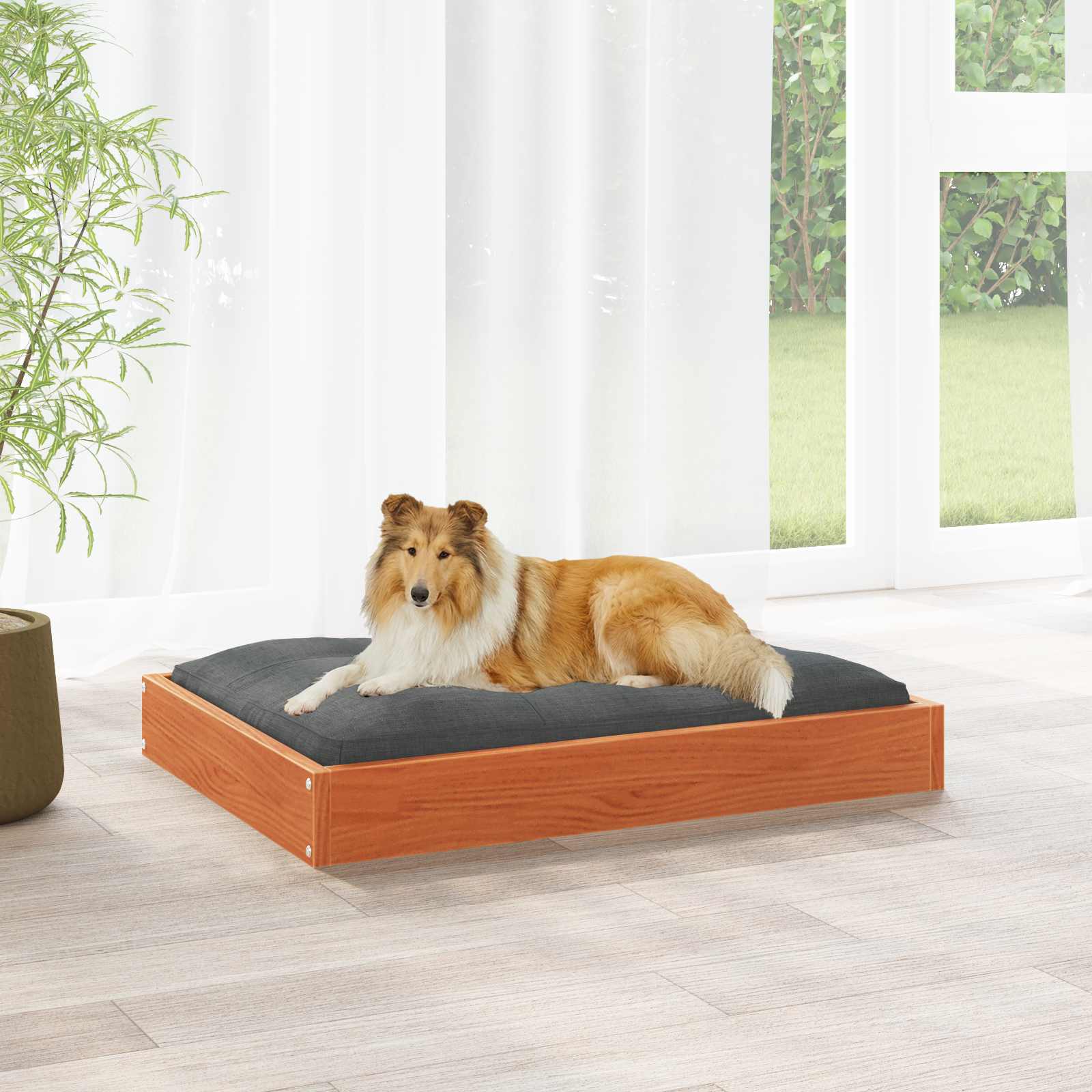 Cama para cachorro marrom cera 101,5 x 74 x 9 cm