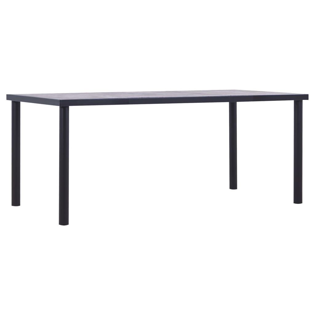 Mesa de jantar 180x90x75 cm MDF preto e cinzento cimento