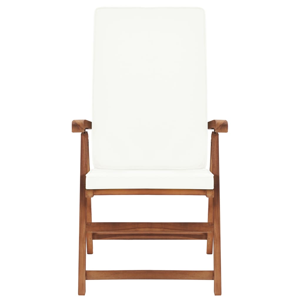 Cadeiras jardim reclináveis + almofadões 2pcs teca maciça creme