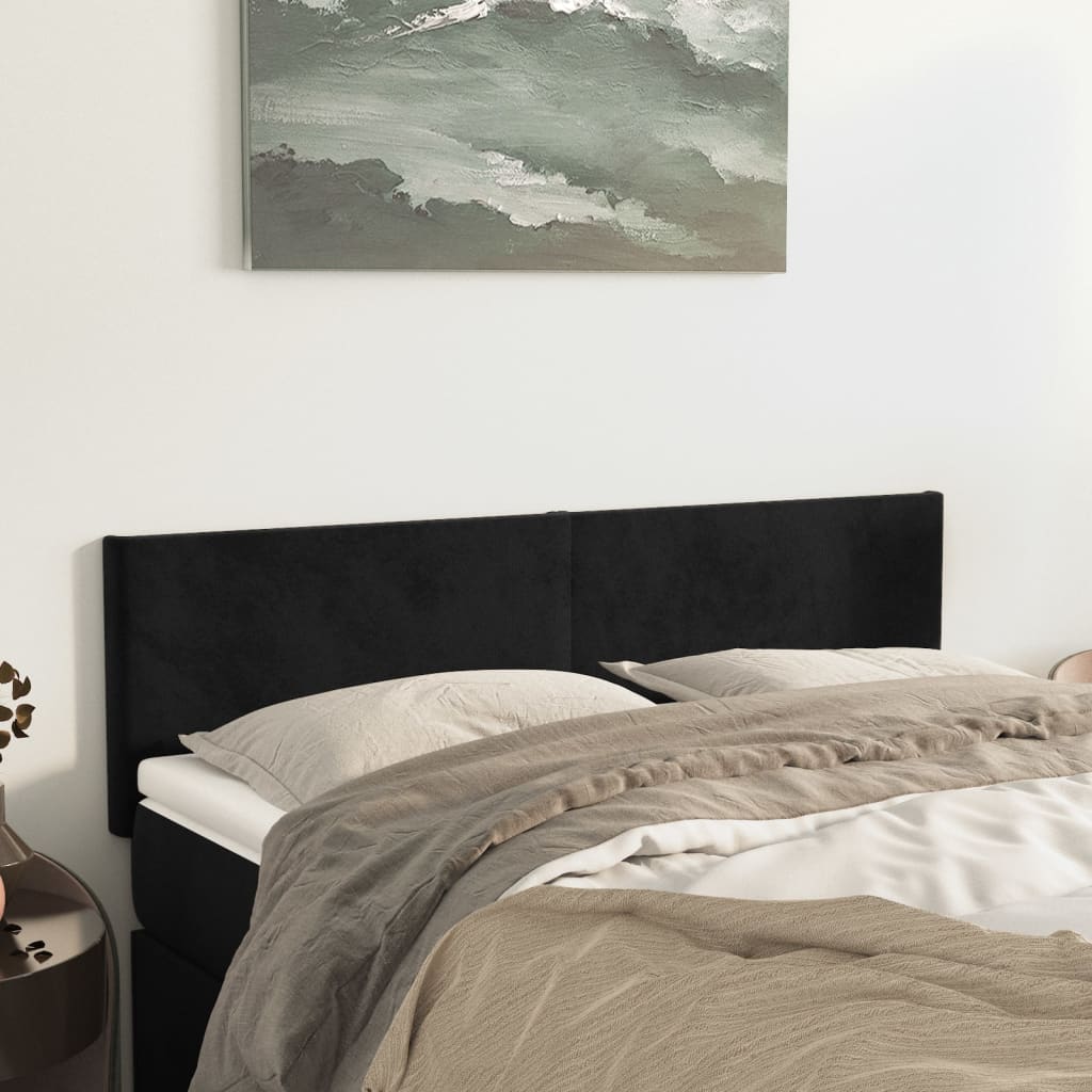 Cabeceiras preto 144x5x78/88 cm veludo
