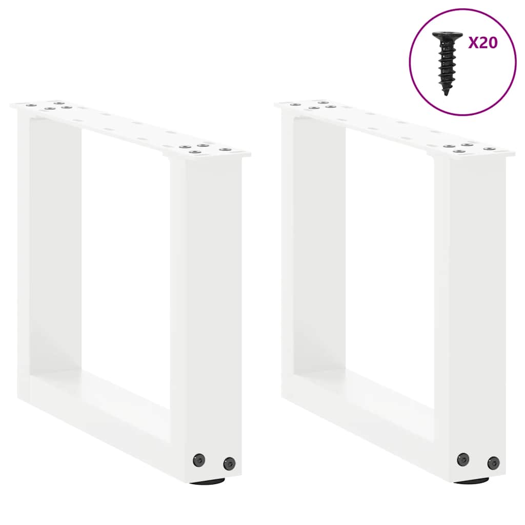 Pés para mesa de centro em formato de u, 2 peças, branco, 40x(30-31) cm, aço