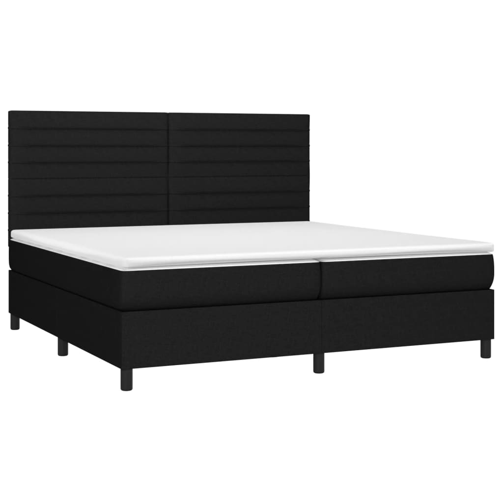 Cama com molas/colchão 200x200 cm tecido preto