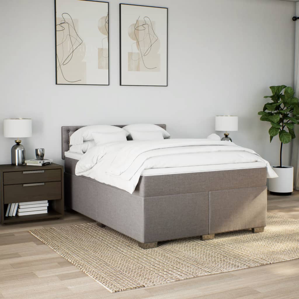 Cama com molas/colchão 140x190 cm tecido castanho-acinzentado