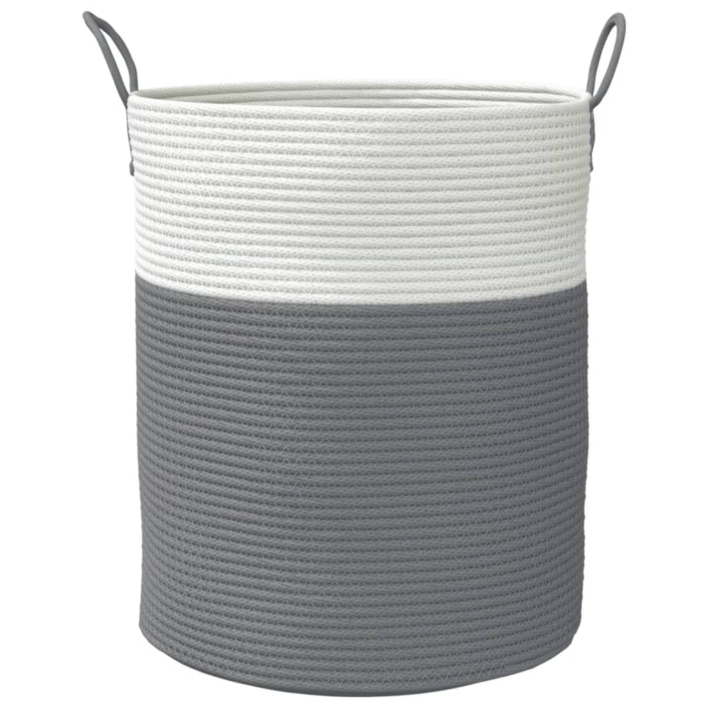 Cesto de arrumação ø38x46 cm algodão cinzento e branco