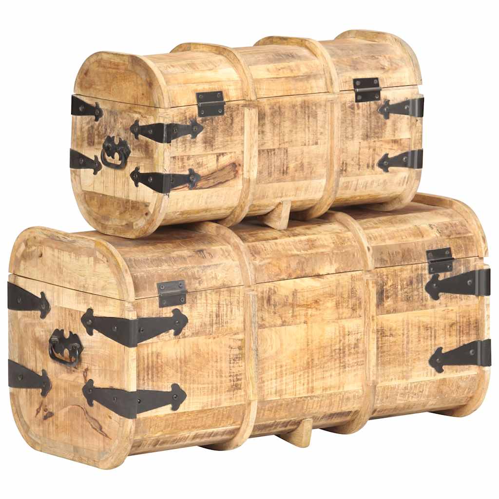 Baús de arrumação 2 pcs madeira de mangueira maciça