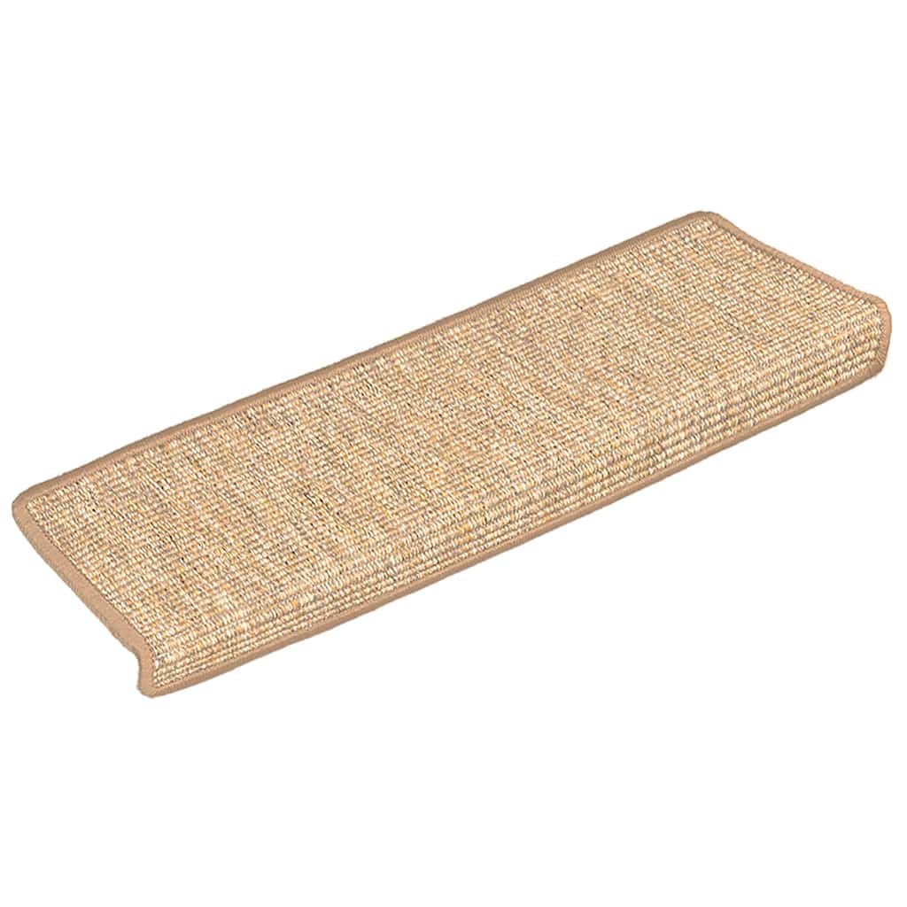 Tapetes de escada 15 peças 65x21x4 cm marrom claro com borda retangular
