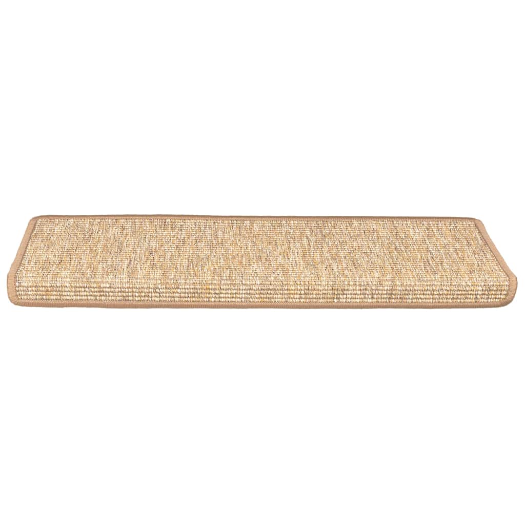 Tapetes de escada 15 peças 65x21x4 cm marrom claro com borda retangular